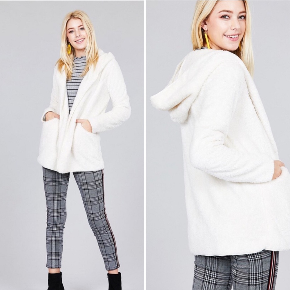 Cardigan with pockets and hoodie